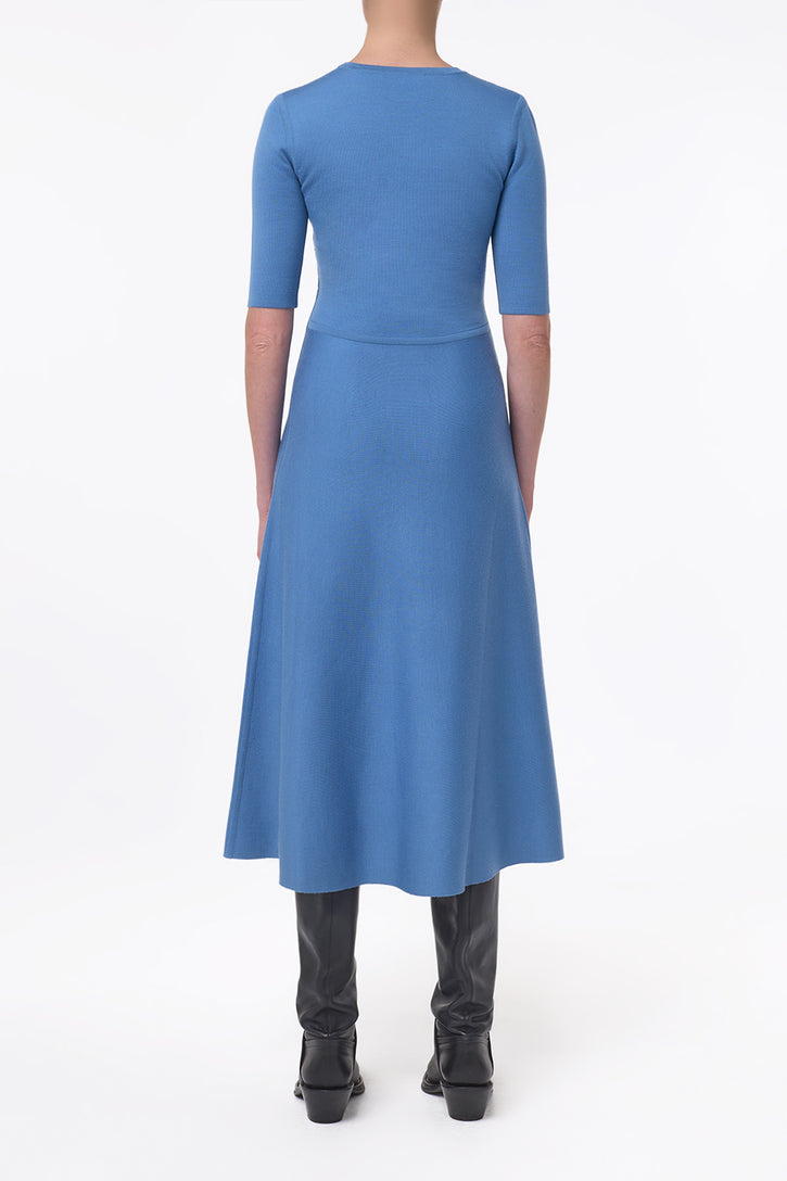 Seymore Knit Midi Dress in Sky Merino Wool Cashmere