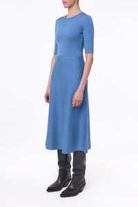 Seymore Knit Midi Dress in Sky Merino Wool Cashmere