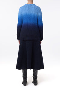 Peres Knit Midi Skirt in Dip Dye Sky Blue Welfat Cashmere