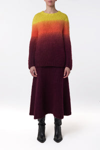 Peres Knit Midi Skirt in Dip Dye Sunrise Welfat Cashmere