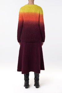 Peres Knit Midi Skirt in Dip Dye Sunrise Welfat Cashmere