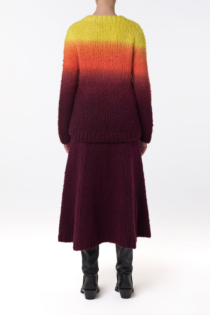 Peres Knit Midi Skirt in Dip Dye Sunrise Welfat Cashmere