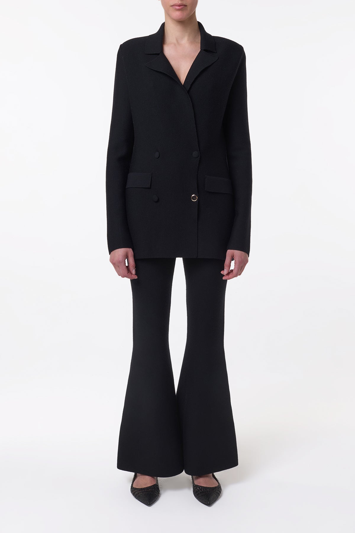 Bowen Knit Jacket in Black Merino Wool Cashmere