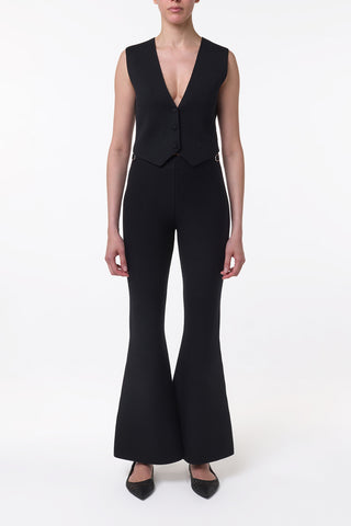 Ayala Flare Cropped Knit Pant in Black Merino Wool Cashmere