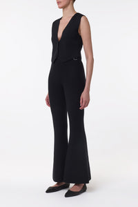 Ayala Flare Cropped Knit Pant in Black Merino Wool Cashmere