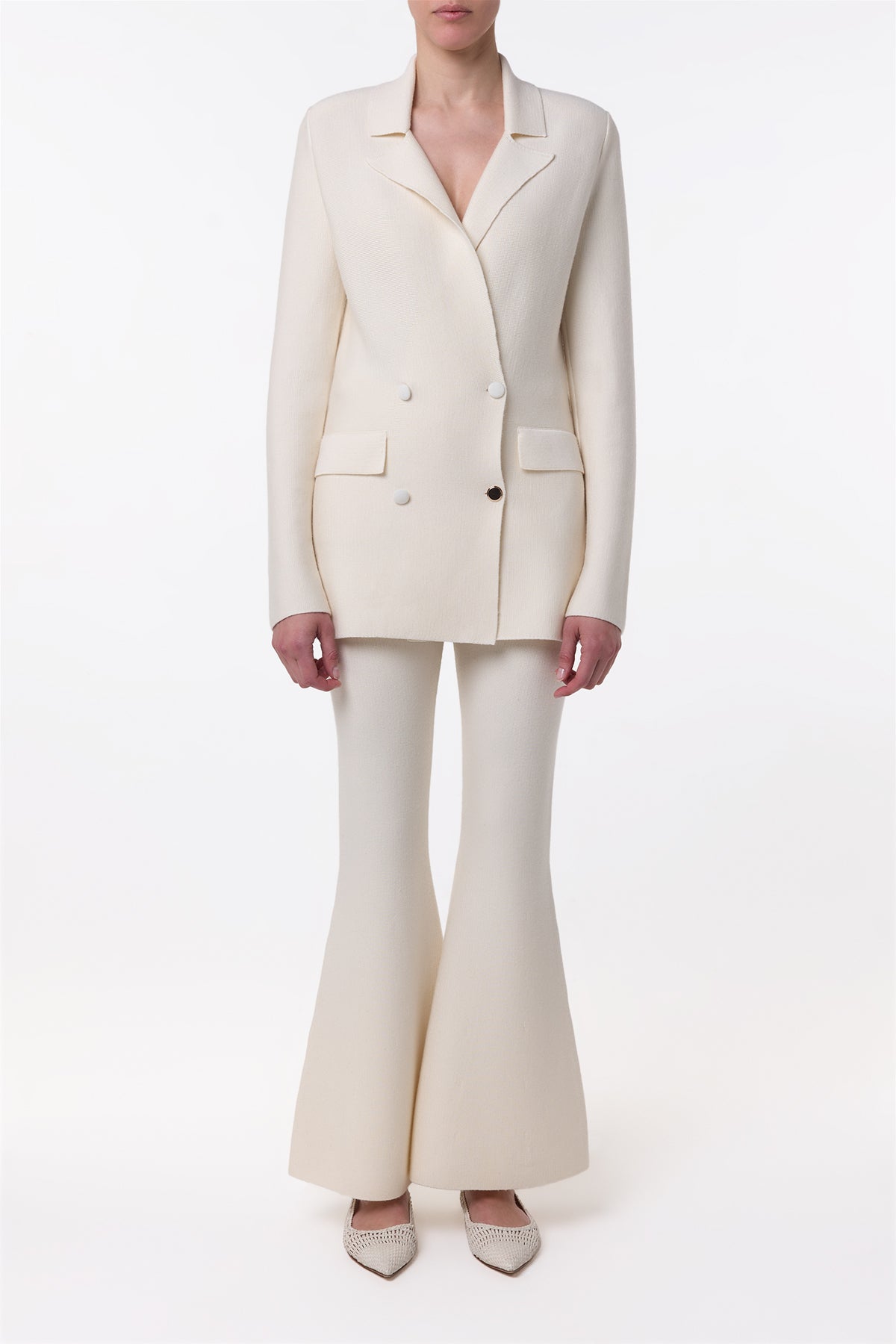 Bowen Knit Jacket in Ivory Merino Wool Cashmere