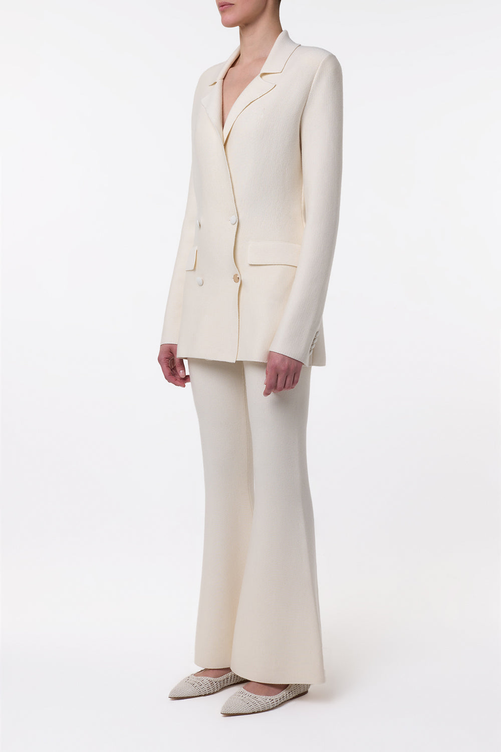 Bowen Knit Jacket in Ivory Merino Wool Cashmere
