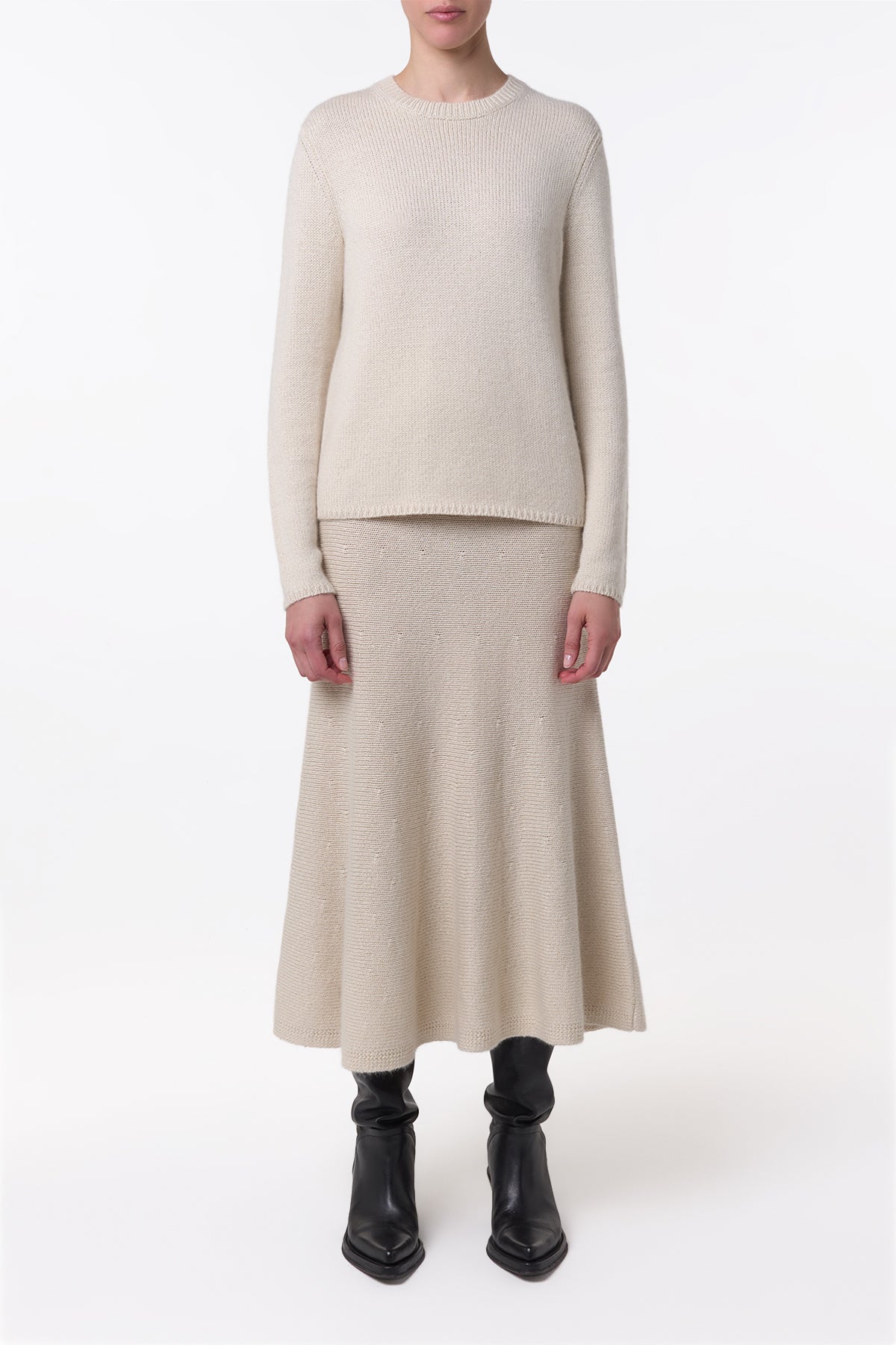 Titus Knit Sweater in Ivory Cashmere