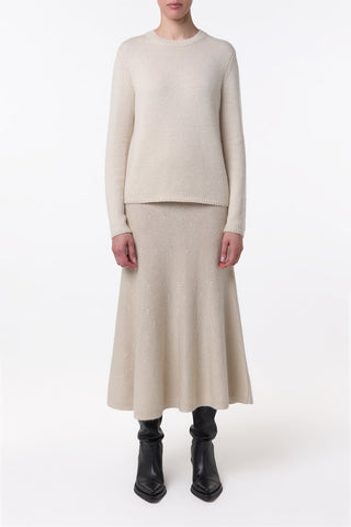 Titan Knit Midi Skirt in Ivory Cashmere