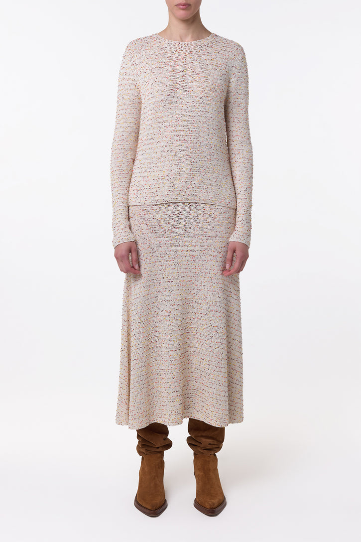 Galene Knit Sweater in Ivory Multi Beaded Cashmere