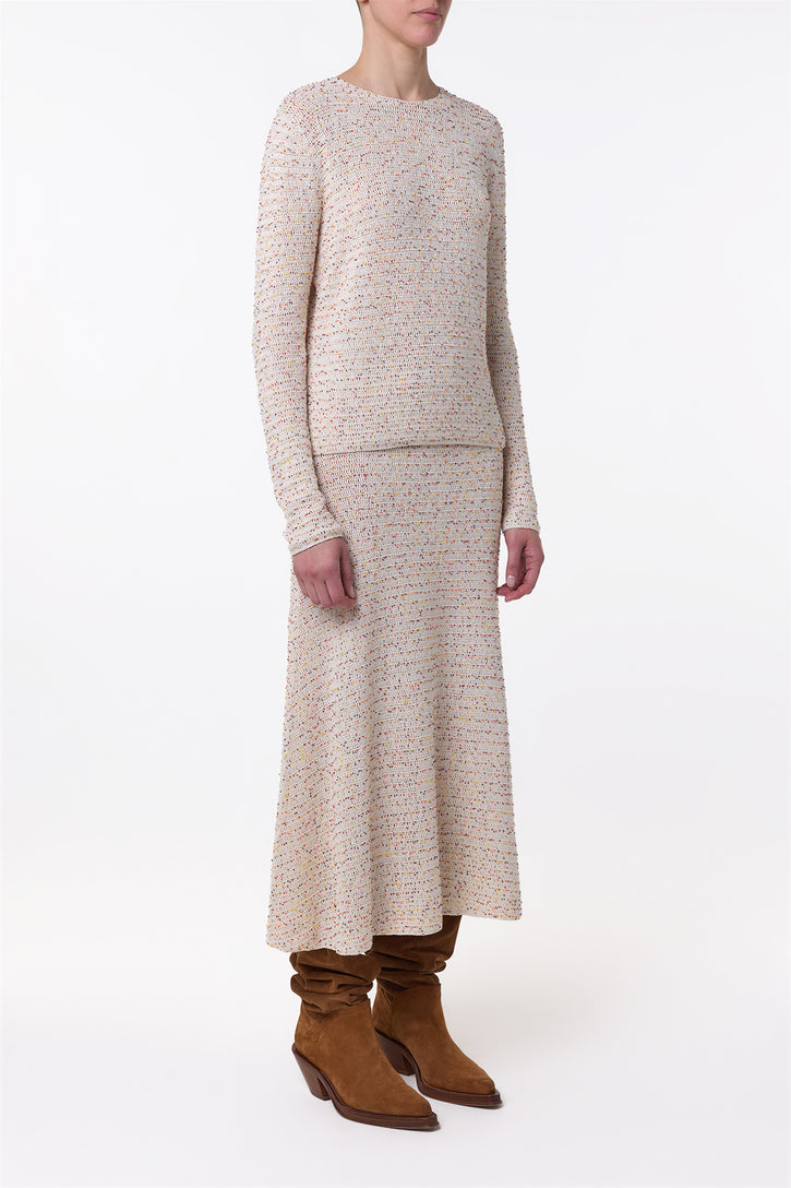 Galene Knit Sweater in Ivory Multi Beaded Cashmere