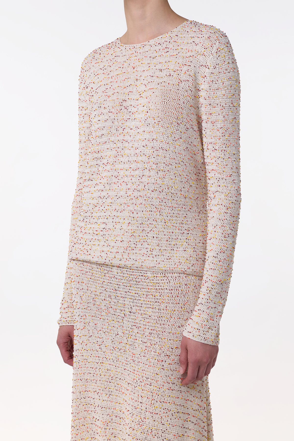 Galene Knit Sweater in Ivory Multi Beaded Cashmere