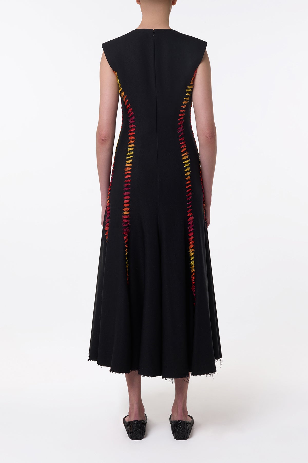 Kendal Laces Midi Dress in Black Wool