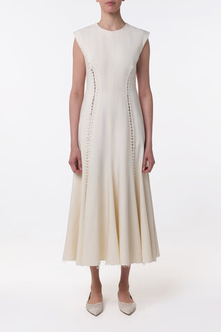 Kendal Laces Midi Dress in Ivory Wool