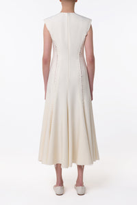 Kendal Laces Midi Dress in Ivory Wool