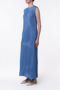 Carling Maxi Dress in Sky Plisse Silk