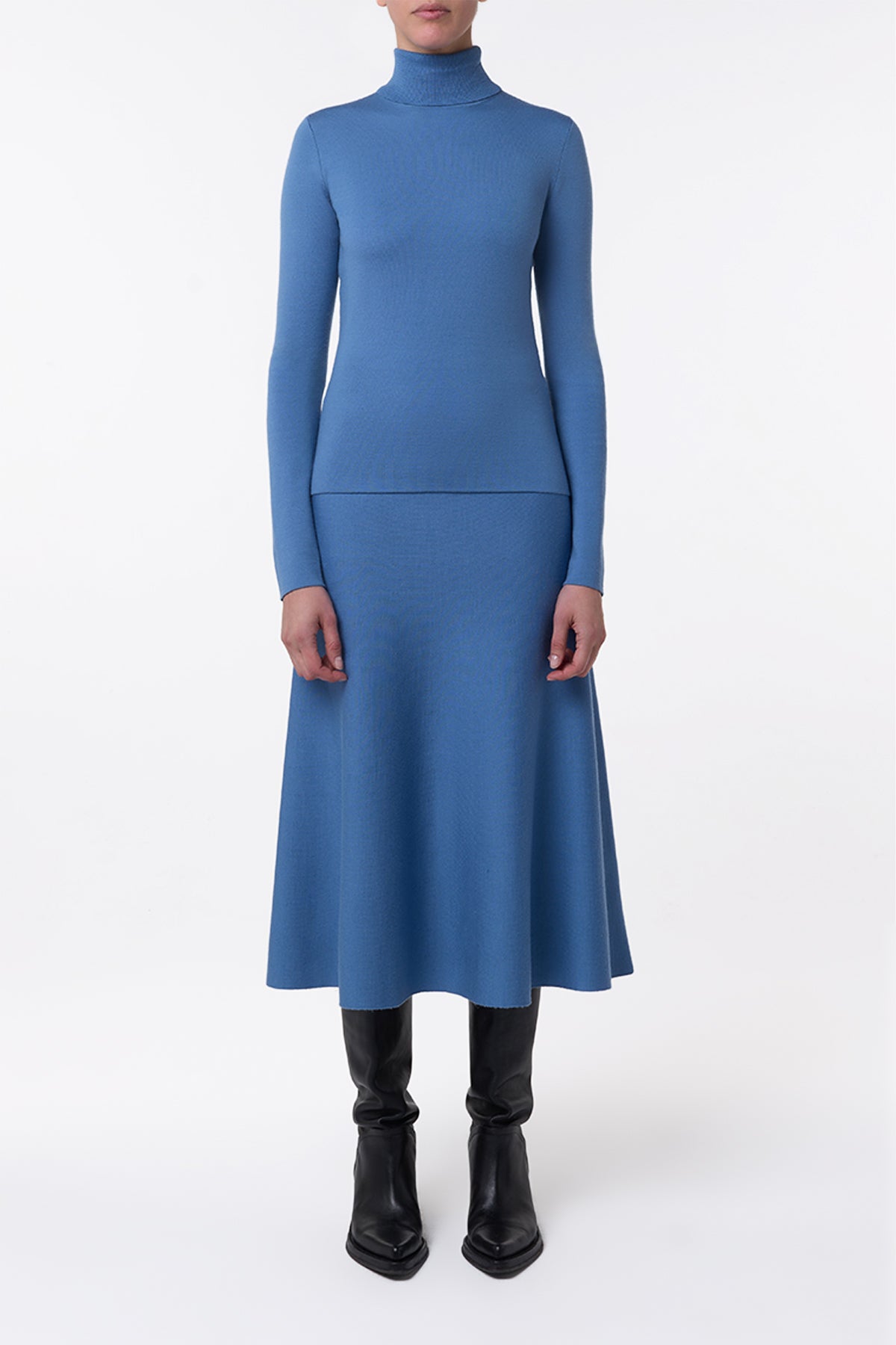 May Knit Turtleneck in Sky Merino Wool Cashmere