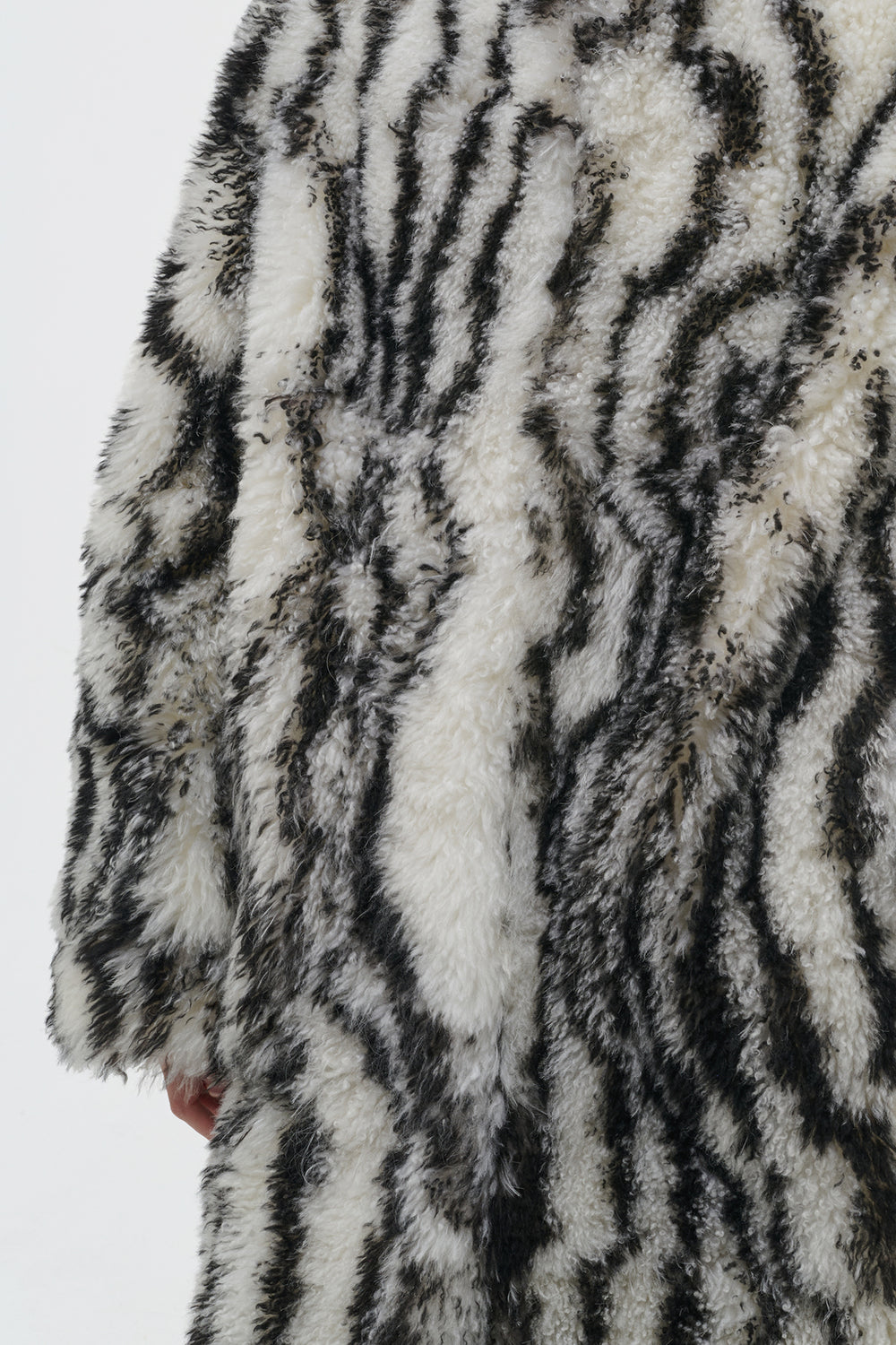 Ebel Coat in Ivory & Black Cashmere Shearling