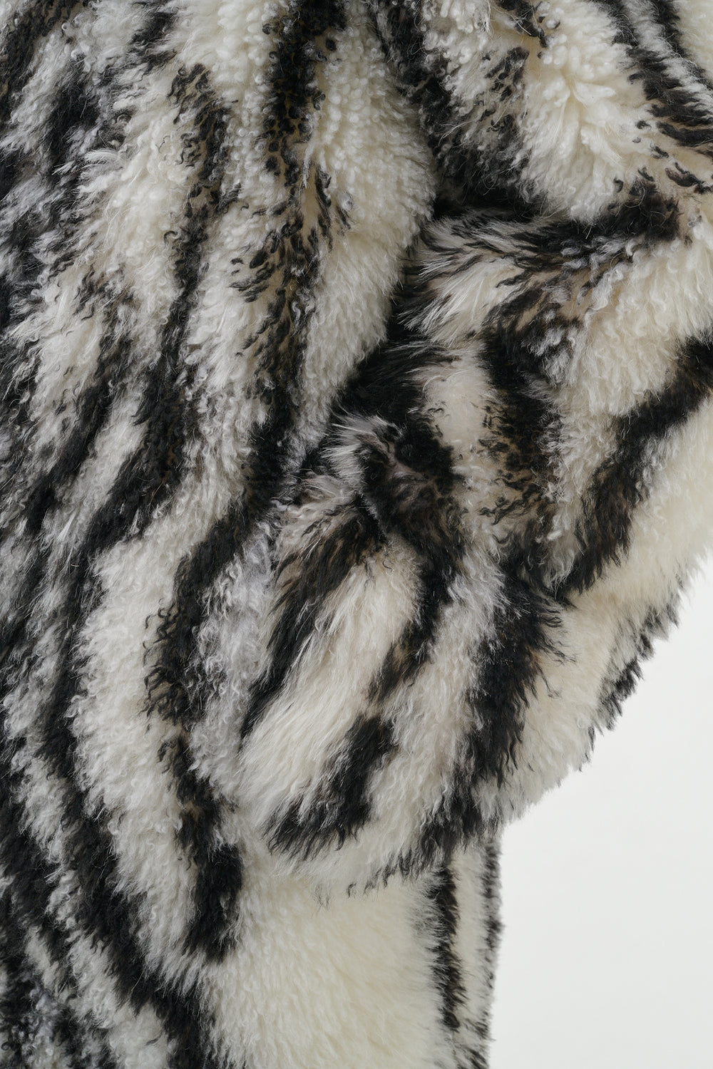 Ebel Coat in Ivory & Black Cashmere Shearling