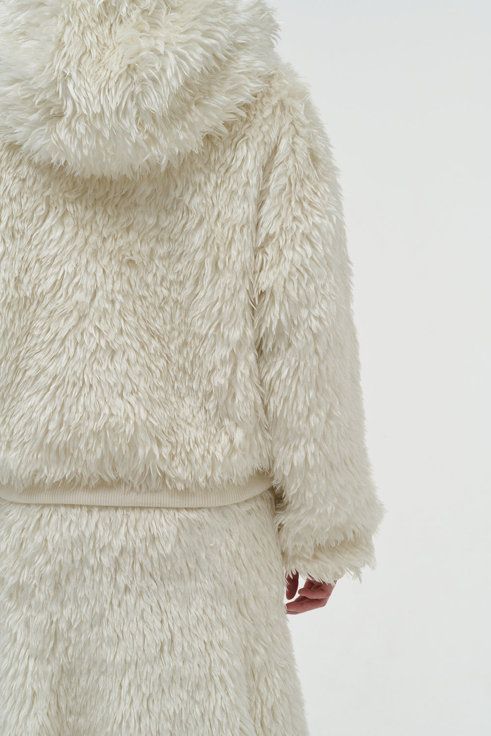 Orlando Hoodie in Ivory Silk Fur