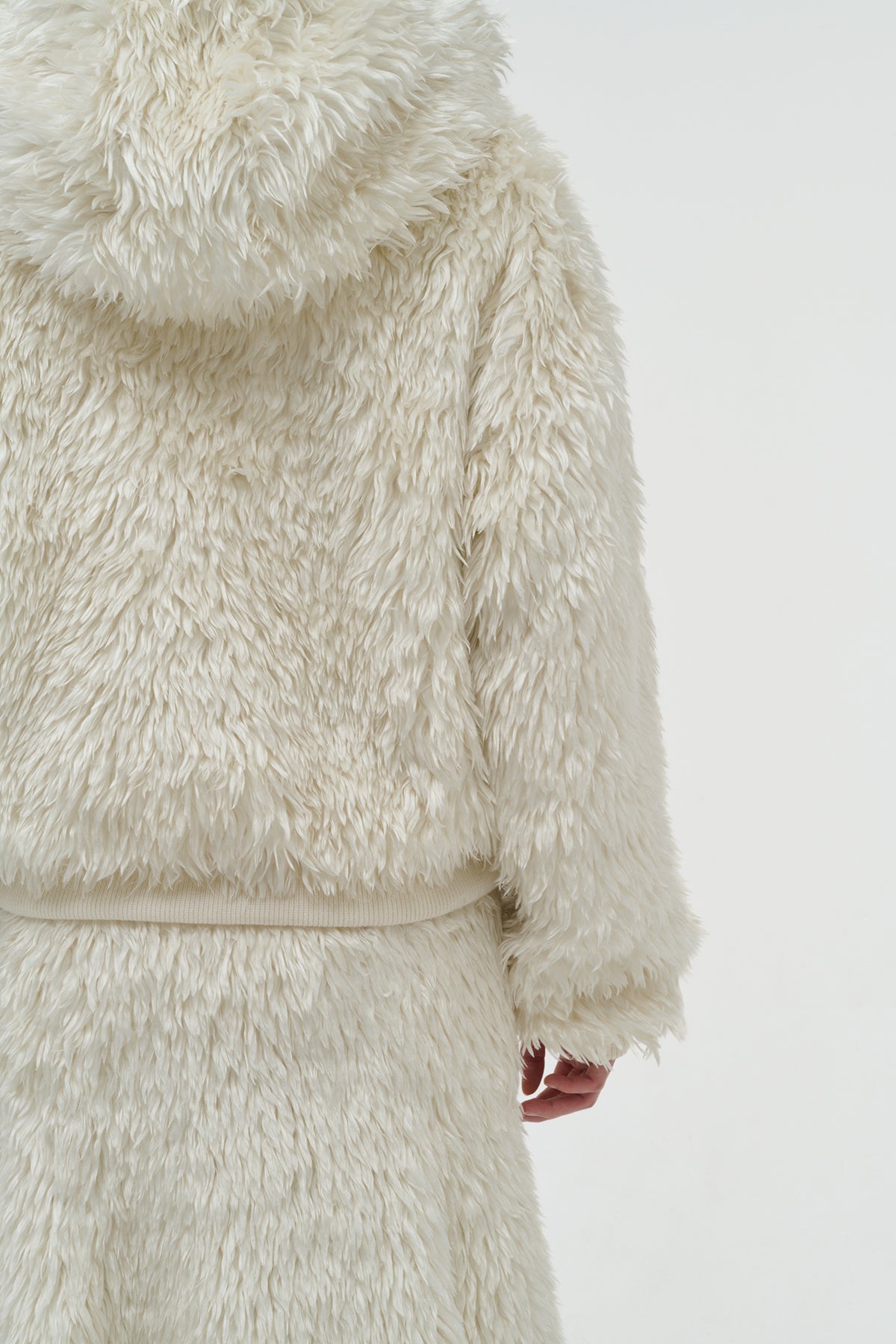 Orlando Hoodie in Ivory Silk Fur