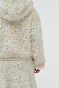 Orlando Hoodie in Ivory Silk Fur