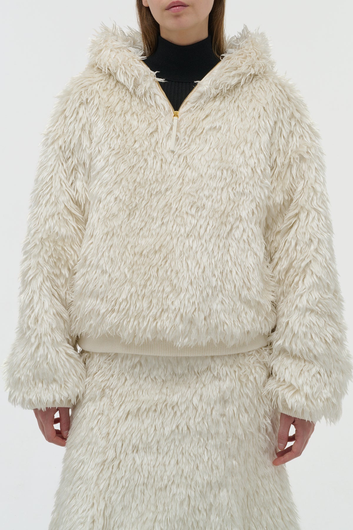 Orlando Hoodie in Ivory Silk Fur