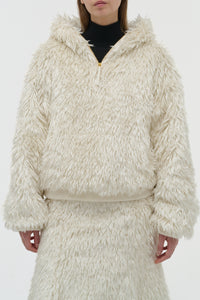 Orlando Hoodie in Ivory Silk Fur