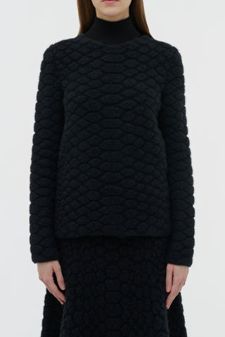 Black Cashmere Tansey Knit Sweater with Turtleneck - On Model Close-up | Gabriela Hearst