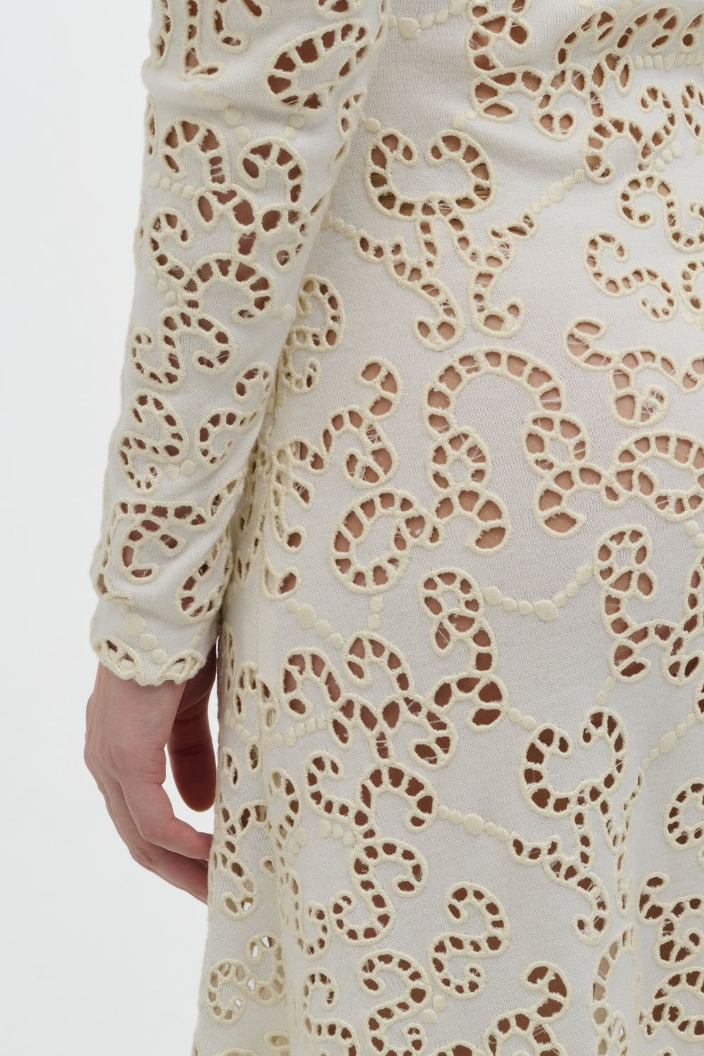 Eshal Knit Maxi Dress in Ivory Merino Wool