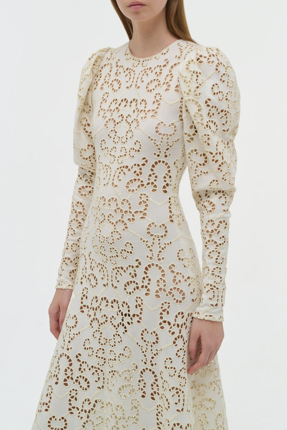 Eshal Knit Maxi Dress in Ivory Merino Wool