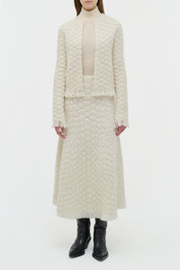 Johannes Fringe Knit Cardigan in Ivory Cashmere