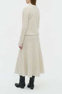 Johannes Fringe Knit Cardigan in Ivory Cashmere