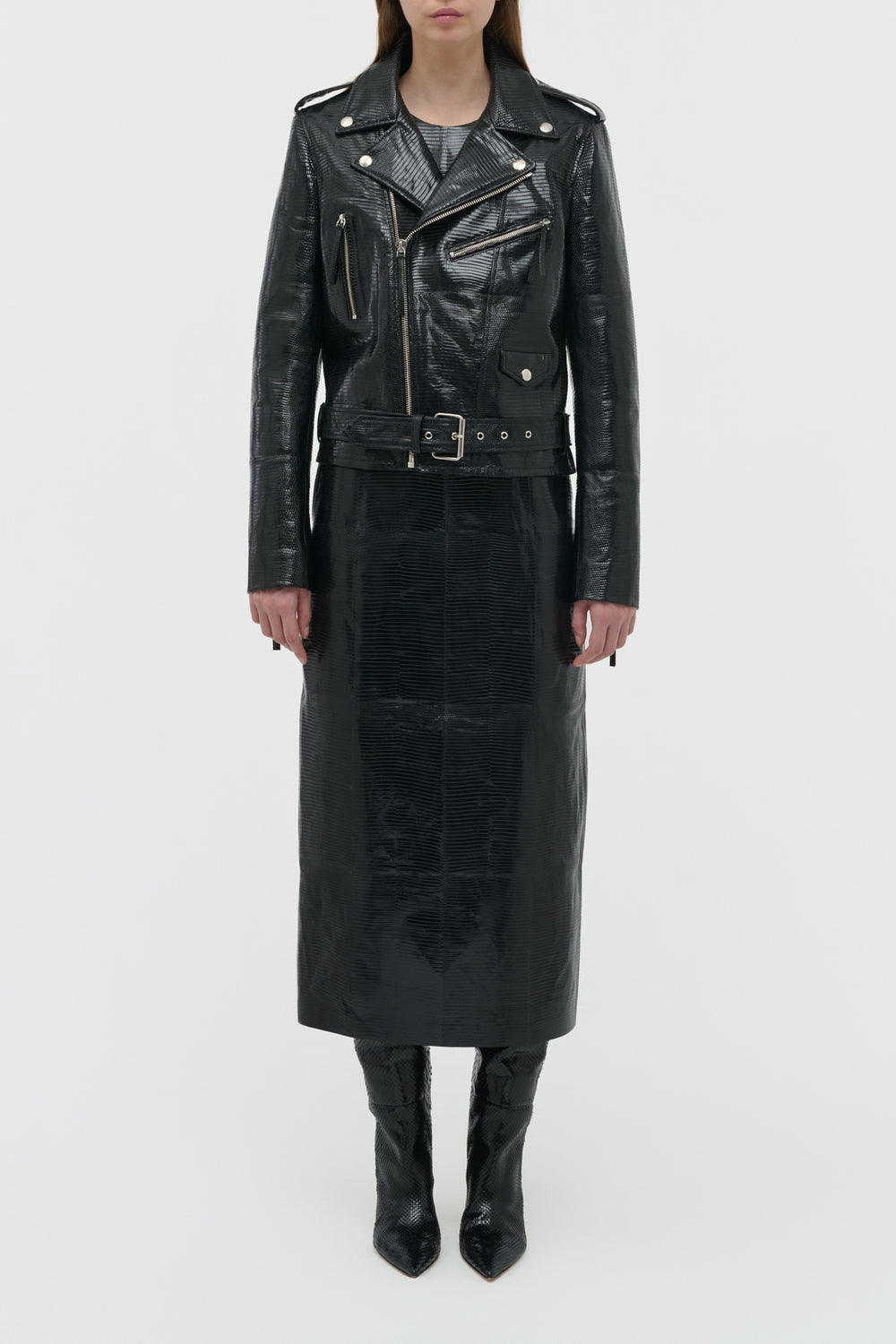 Anton Biker Jacket in Black Lizard