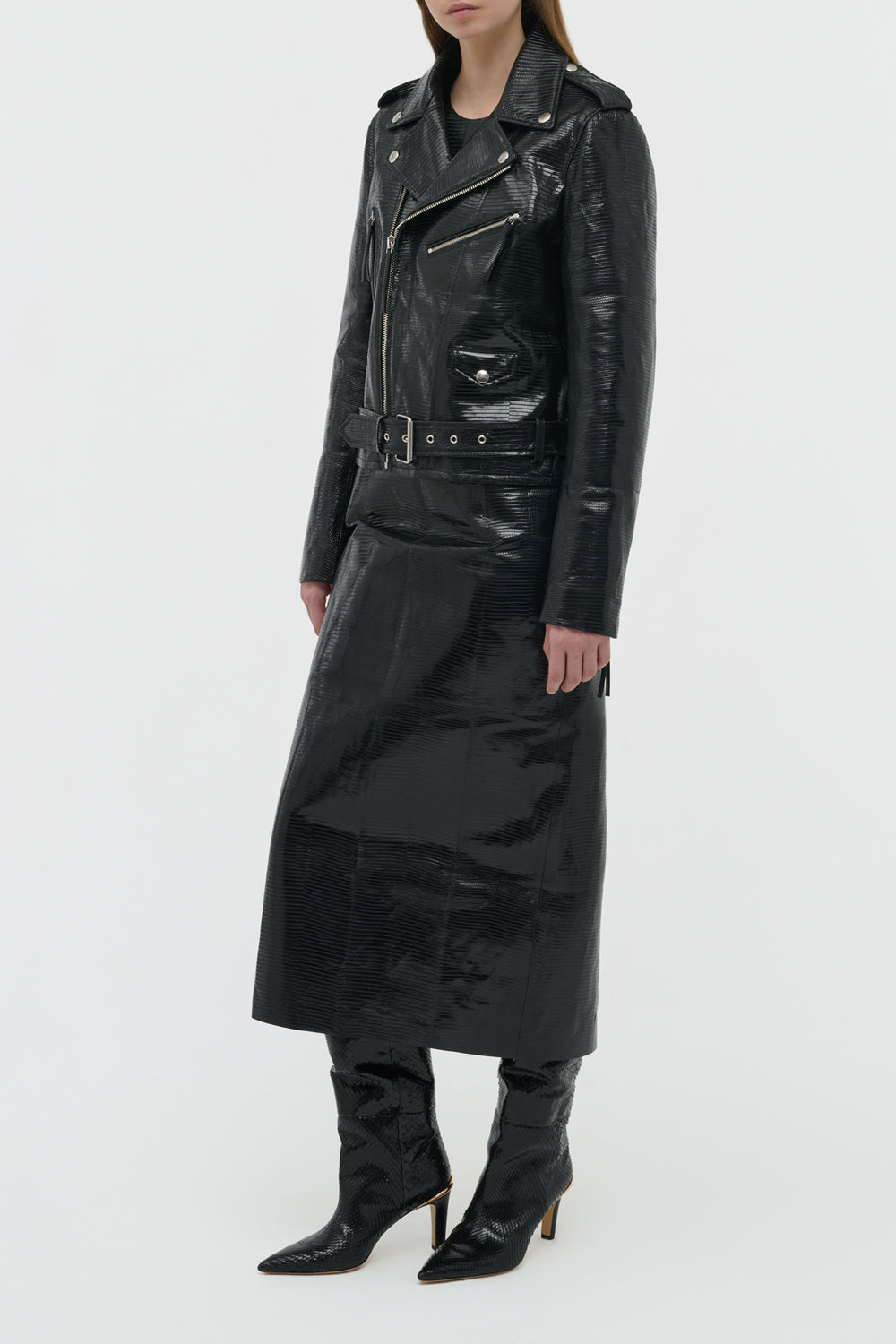 Anton Biker Jacket in Black Lizard