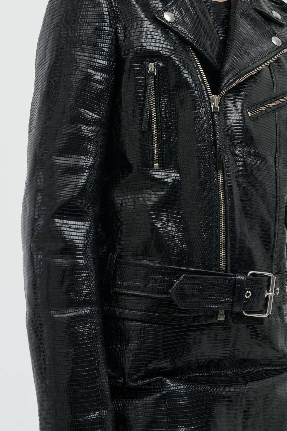 Anton Biker Jacket in Black Lizard