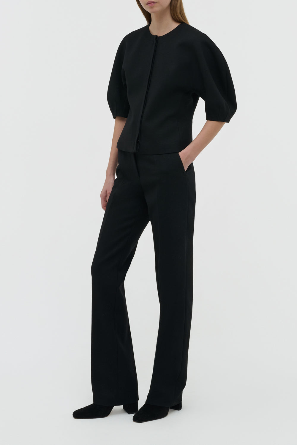 Cecilia Pant in Black Recycled Wool