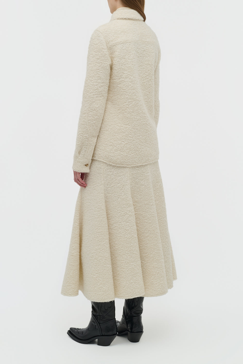 ジョン・オースティンのアイボリーリサイクルカシミアブークレシャツ