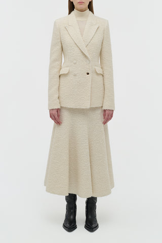Amy Midi Skirt in Ivory Recycled Cashmere Boucle