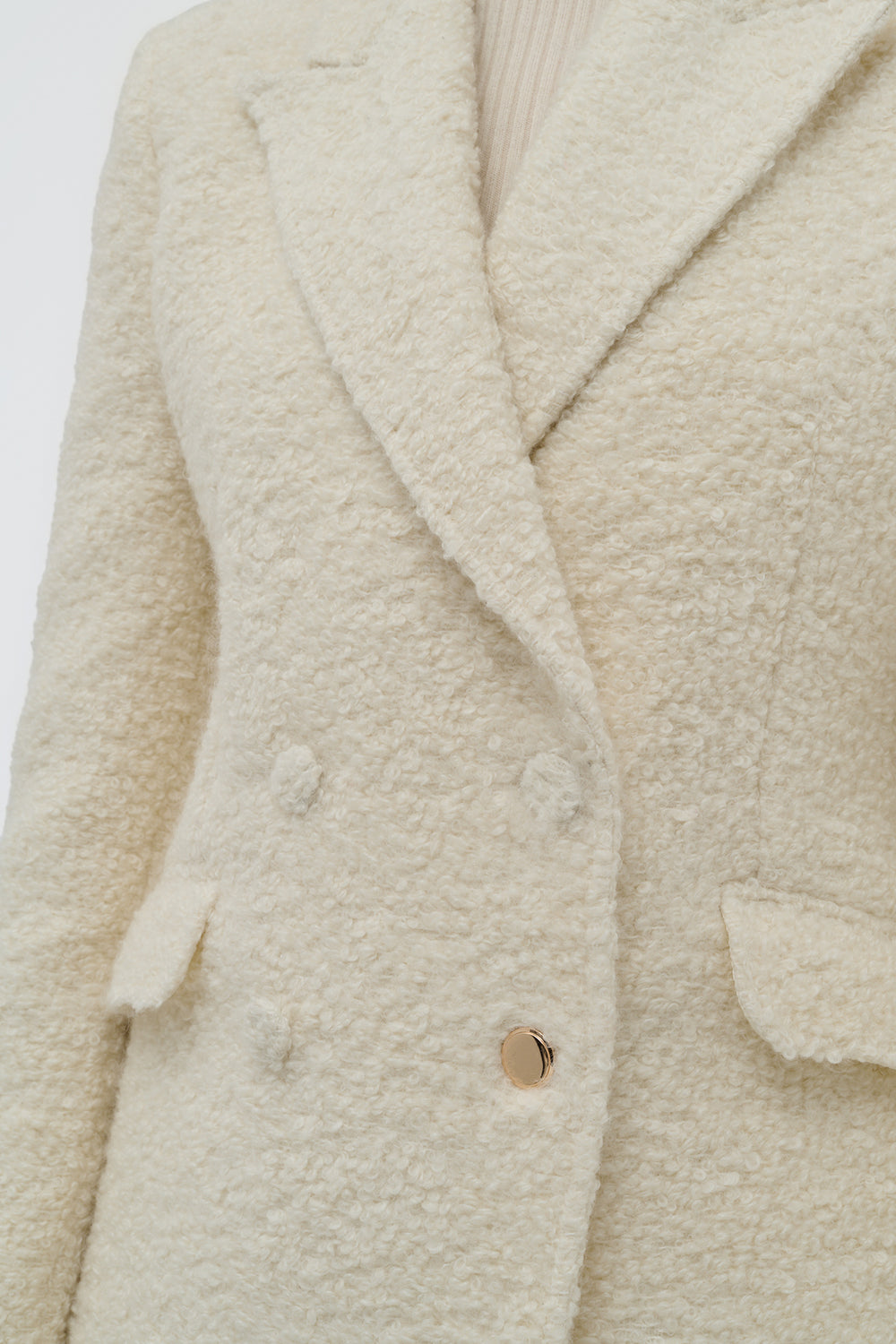 サファイアバージンウールとシルクリネンのステファニーブレザー