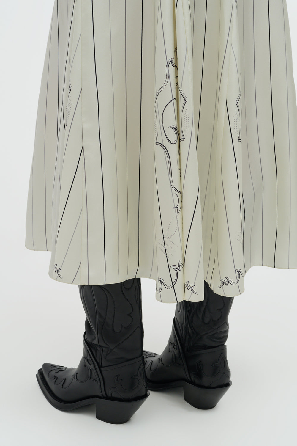 Galway Shirtdress in Ivory Multi Pinstripe Silk Twill