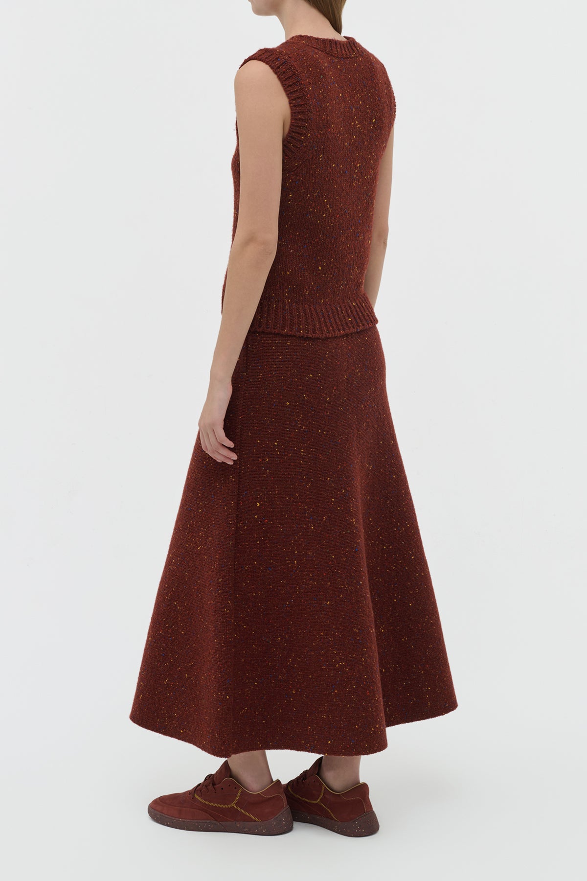 Solomon Knit Vest in Burnt Sienna Multi Speckle Cashmere