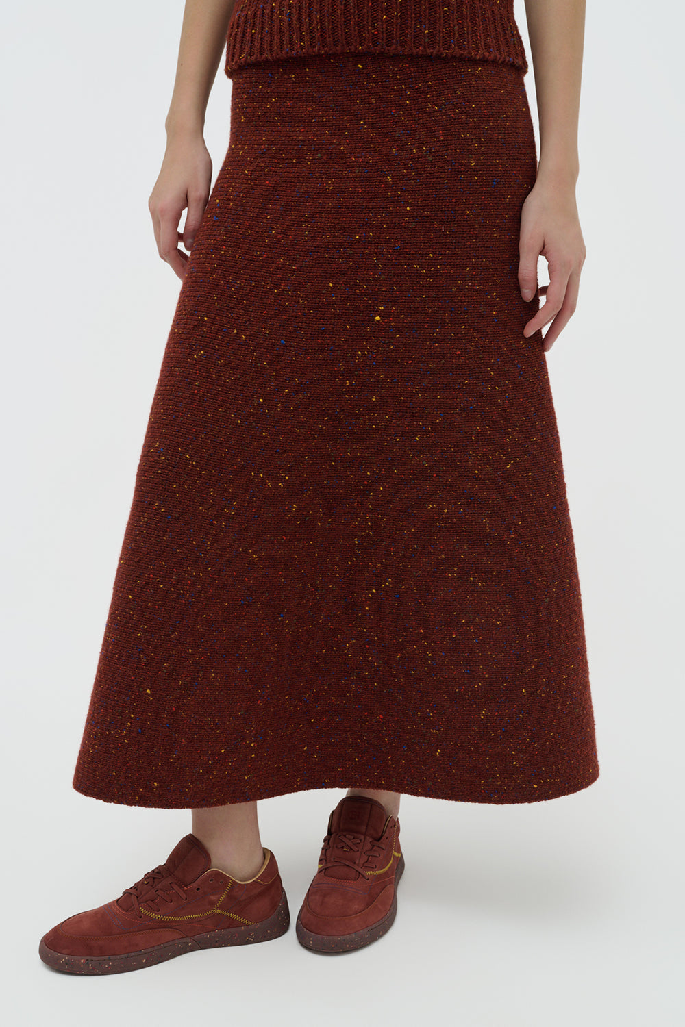 Eden Knit Maxi Skirt in Burnt Sienna Multi Speckle Cashmere
