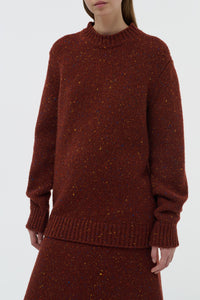 Alfie Knit Sweater in Burnt Sienna Multi Speckle Aran Cashmere