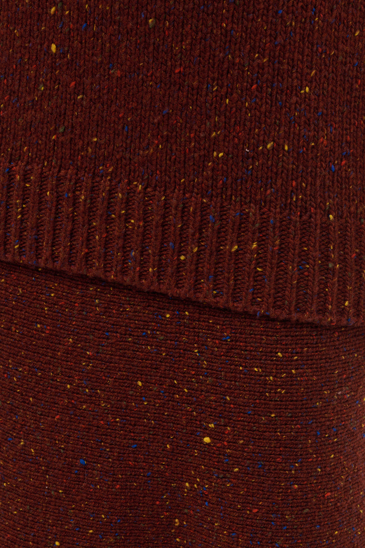 Alfie Knit Sweater in Burnt Sienna Multi Speckle Aran Cashmere