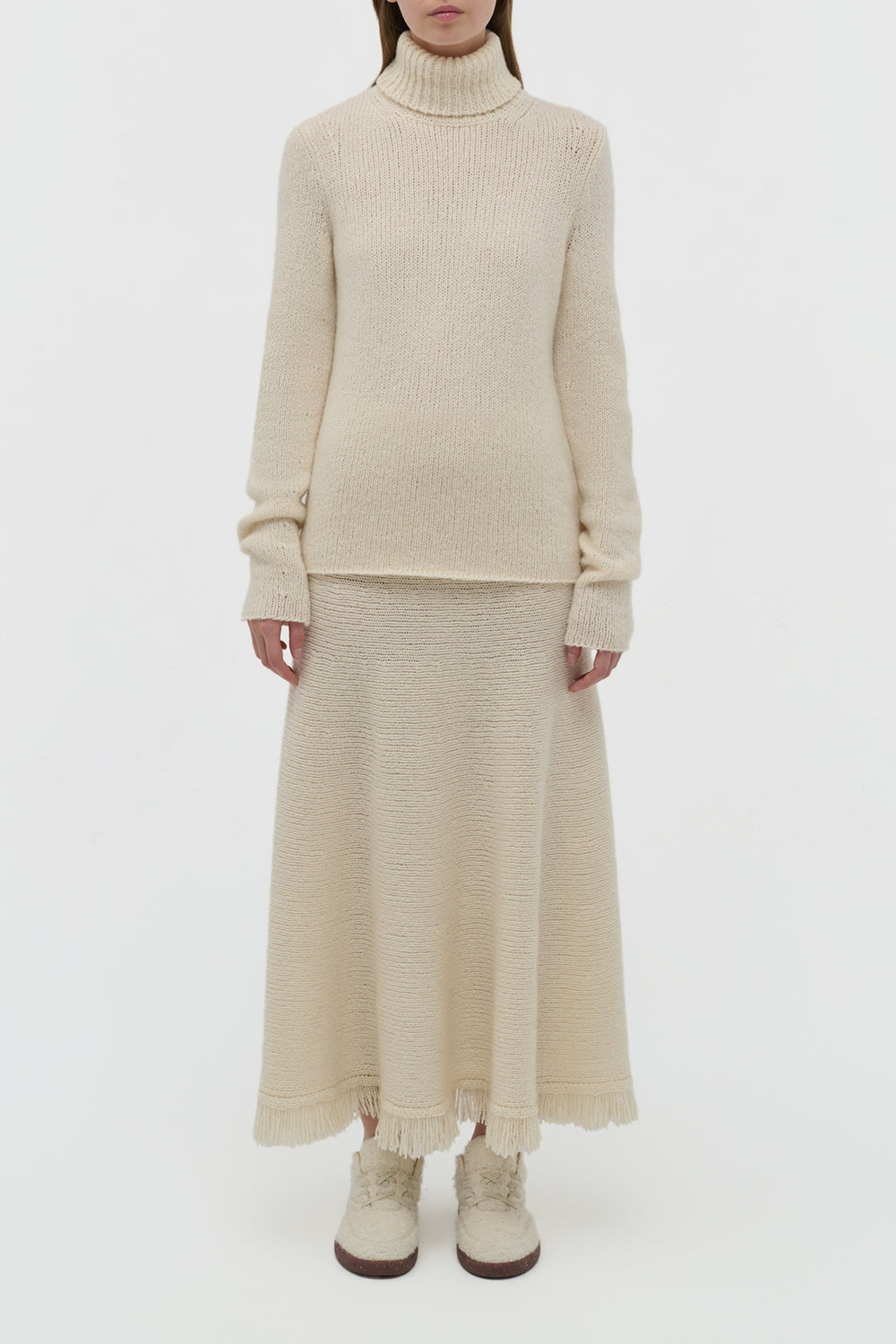 Nelle Knit Turtleneck in Ivory Cashmere