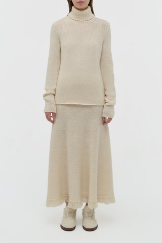 Nelle Knit Turtleneck in Ivory Cashmere