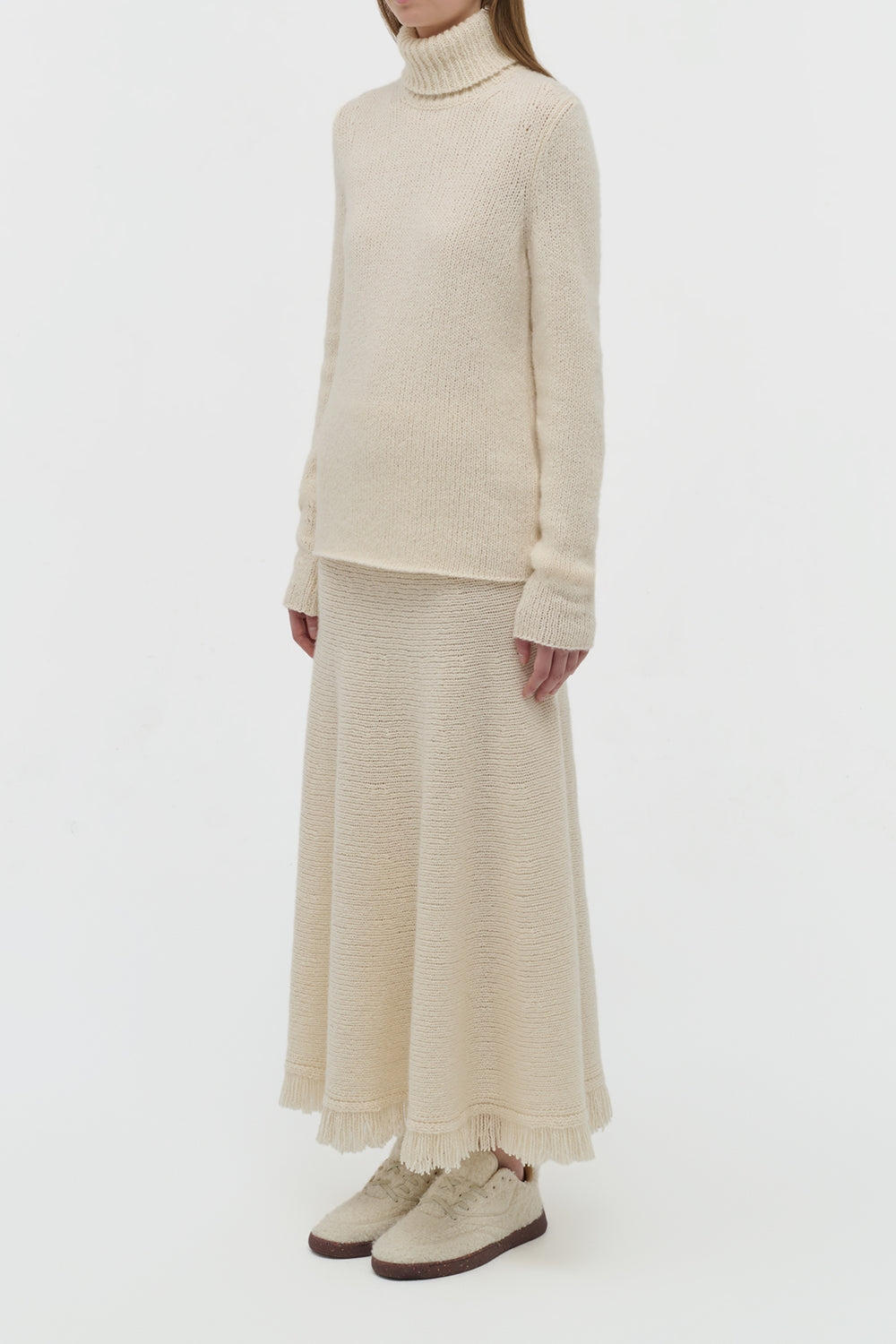 Nelle Knit Turtleneck in Ivory Cashmere