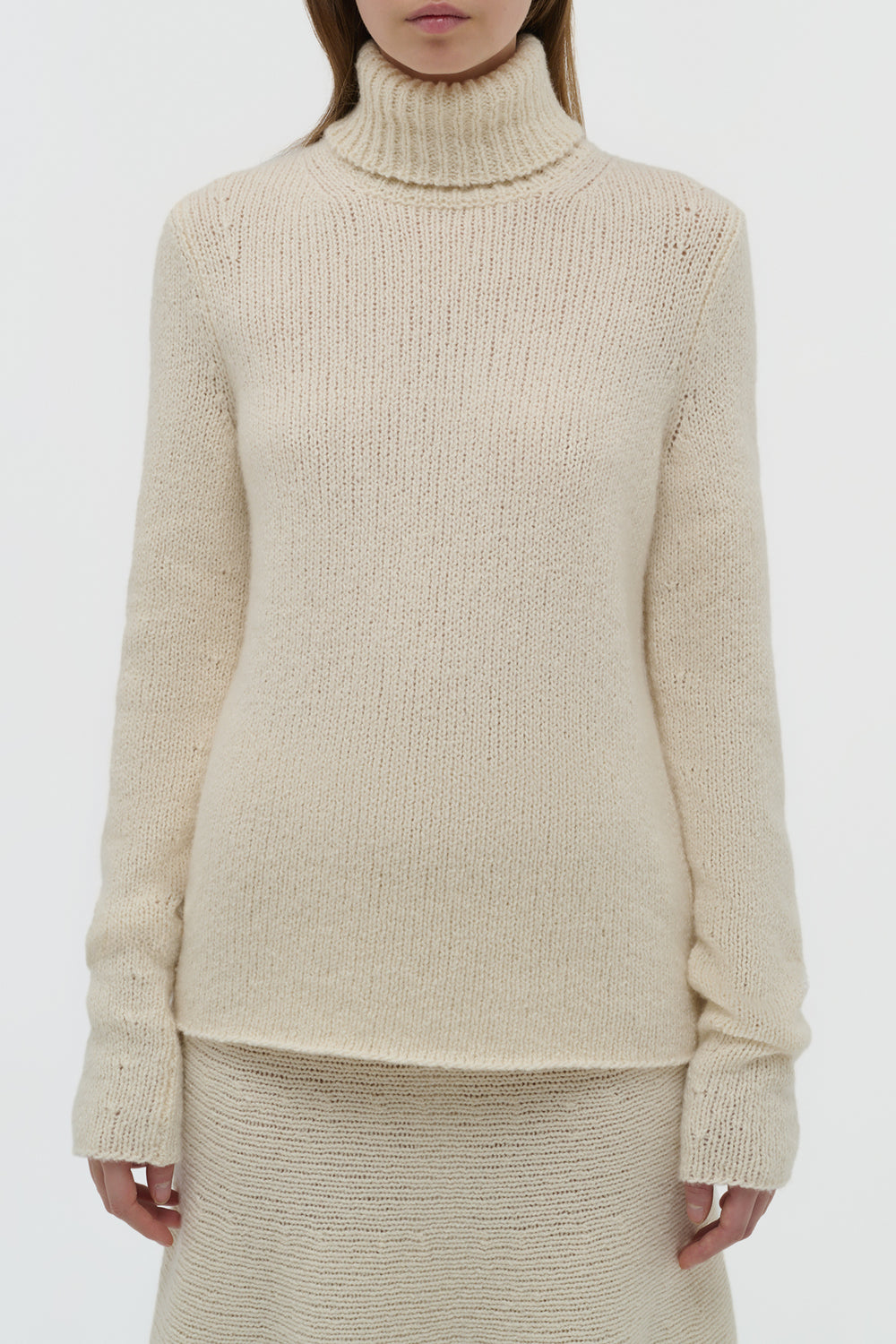 Nelle Knit Turtleneck in Ivory Cashmere
