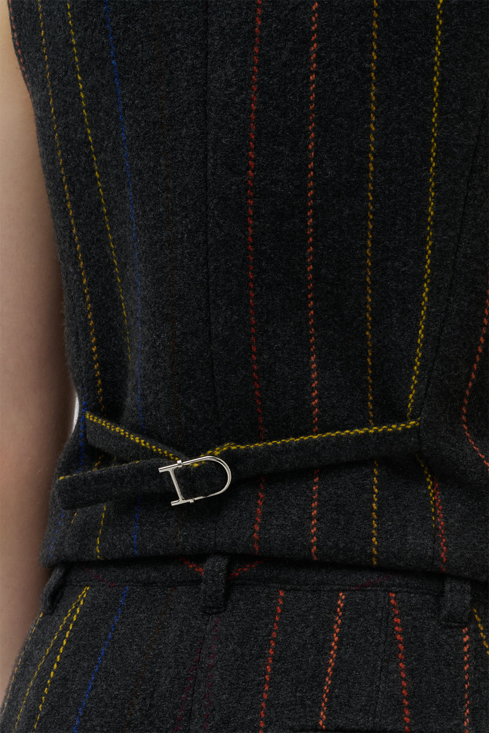 Coleridge Vest in Charcoal Multi Pinstripe Wool Cashmere